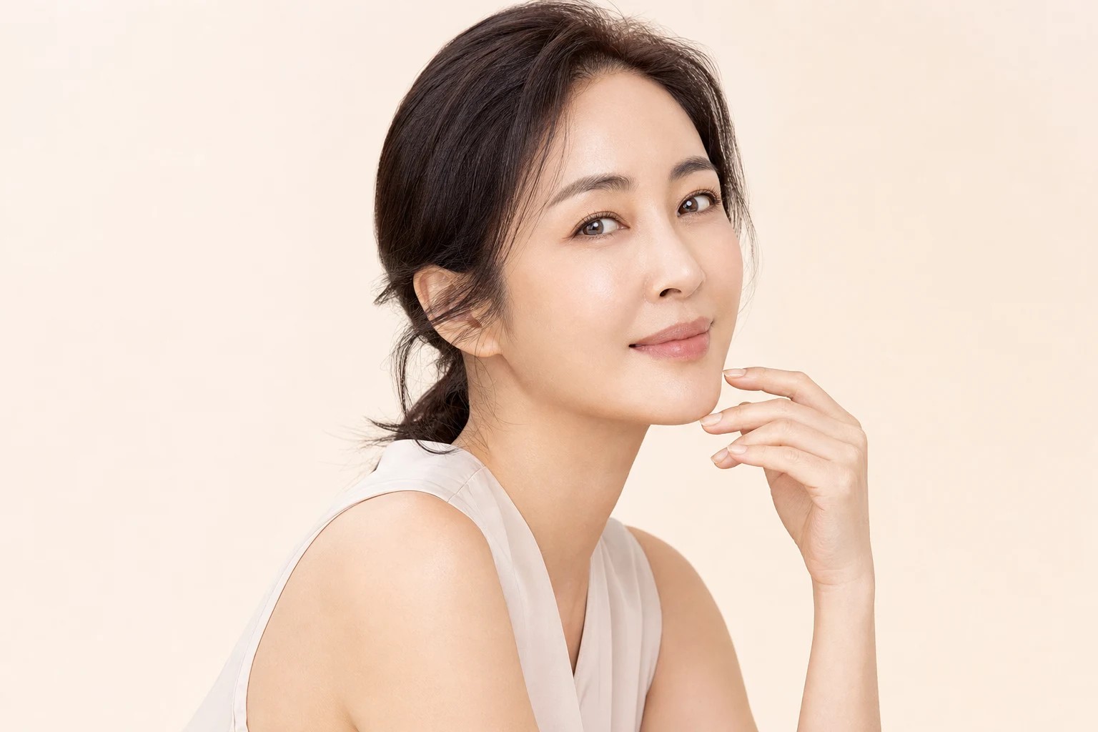 Natural facial rejuvenation and firm jawline harmony
